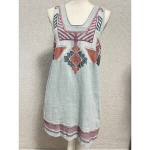 Southern Charm Dress Womens Small Boho Embroidered Sleeveless Lined Textured